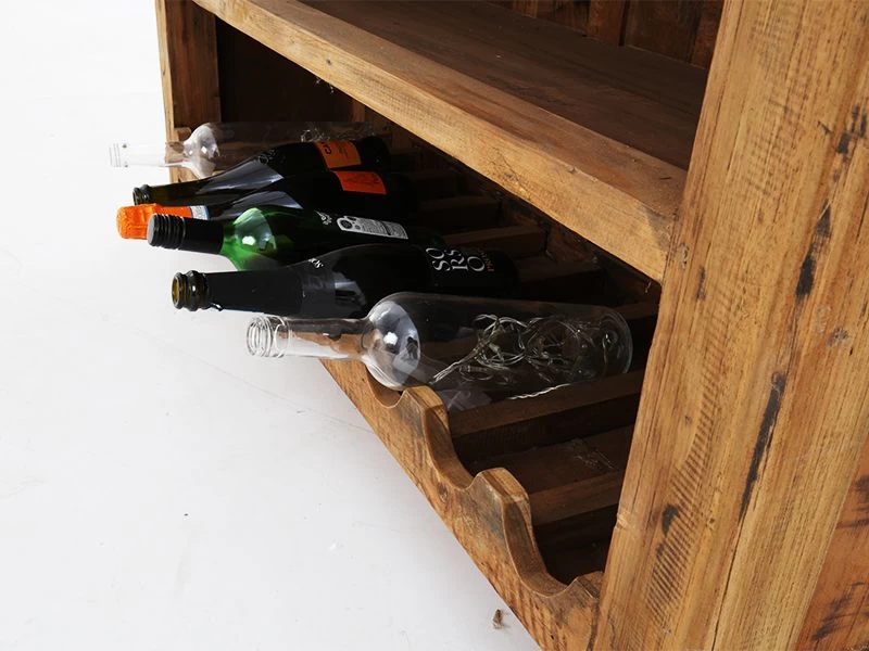 Rustic Teak Console Table With Wine Rack 4 Rustic Teak Console Table With Wine Rack - Image 2